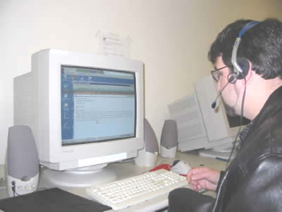 Picture of a student using the High Tech lab